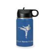 LaserGram Personalized Water Bottle, Karate Man, Stainless Steel Double Wall Vacuum Insulated with Flip Top Straw, Custom Engraved Gift (12oz / 335ml Dark Blue) view 1