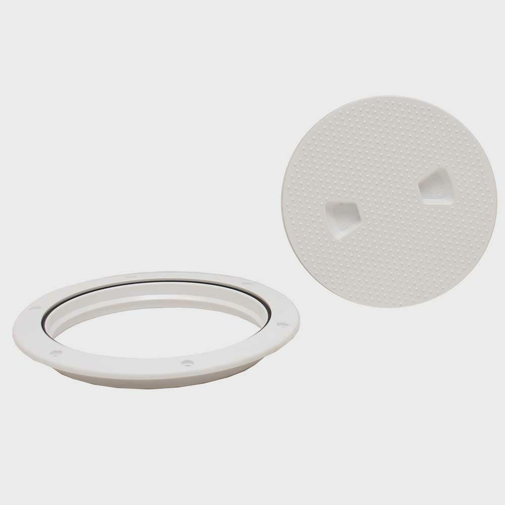 Beckson Boat Deck Plate DP62-W | 8 1/4 Inch Textured White Plastic