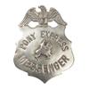 Artisan Owl Pony Express Messenger Old West Replica Badge - Authentic Die Struck Copper with Real Silver Finish - Historical Costume Prop Pin-Back Attachment - Metal Design Beige view 1