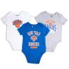 Ultra Game NBA Official Unisex Baby Super Soft Cotton 3 Pack Baby Creeper Bodysuit, New York Knicks, Assorted, 12M view 1