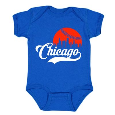 Chicago Skyline Kid's Baby Bodysuit for Baseball Fans (Royal, 18M)