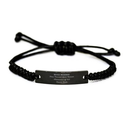 Gifts to My Bicycle Messenger Black Robe Bracelet, Happy Moment Gifts for Bicycle Messenger, Love Remain Graduation Birthday Gifts for Friends and Someone You Care, for Men and Women