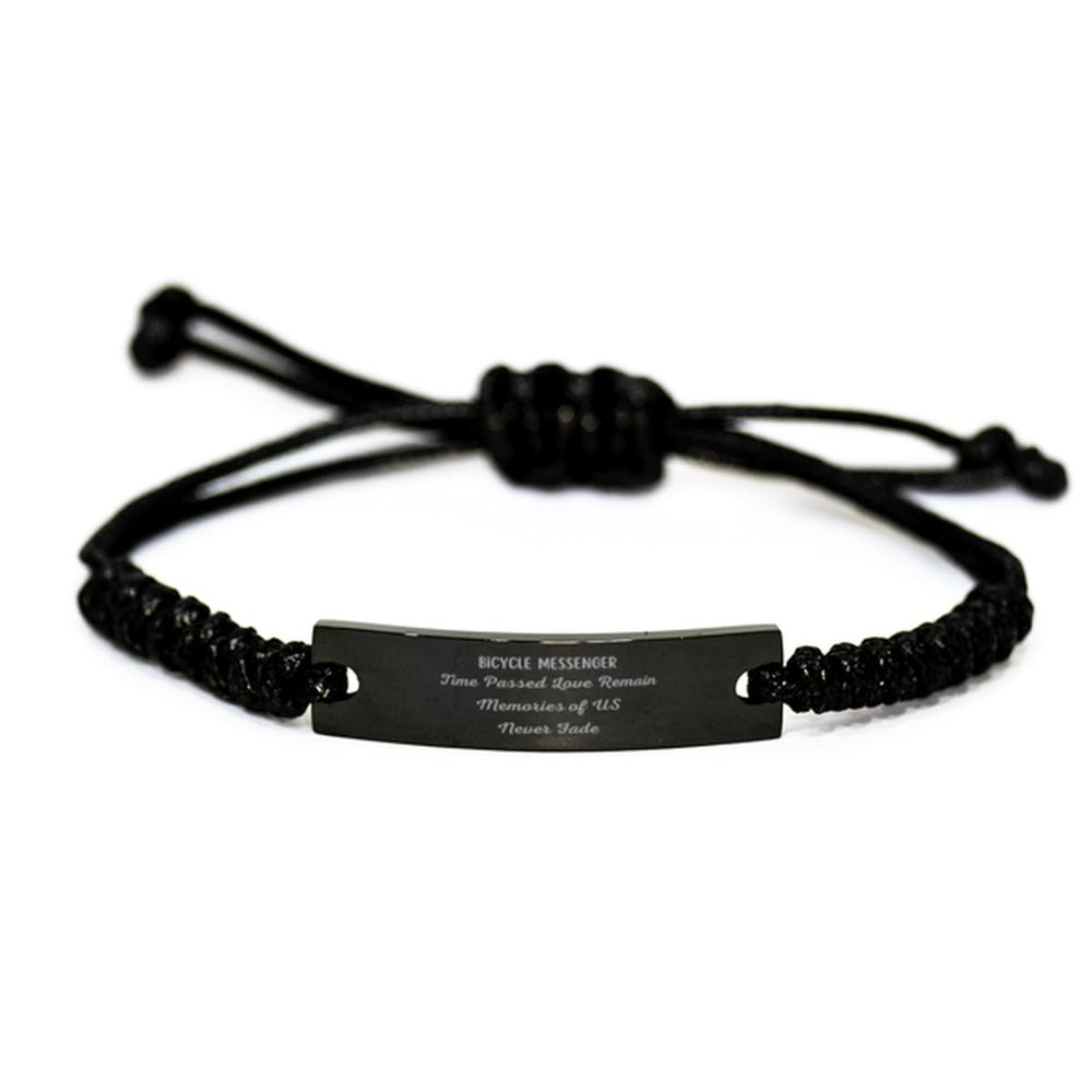Gifts to My Bicycle Messenger Black Robe Bracelet, Happy Moment Gifts for Bicycle Messenger, Love Remain Graduation Birthday Gifts for Friends and Someone You Care, for Men and Women