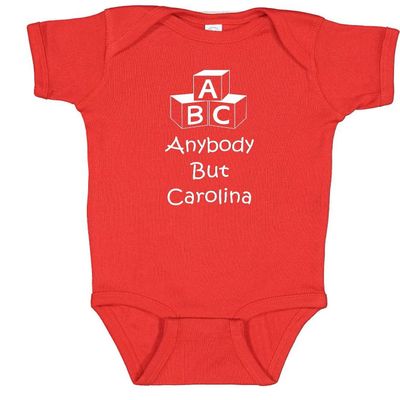ABC Anybody But Carolina Funny anti-UNC Baby Bodysuit (NCSt, Newborn)