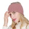 Womens Knit Head Wraps Winter Warm Stretchy Turban Hats Solid Color Wrap Scarf Thick Headbands Hats (Pink, One Size) view 1