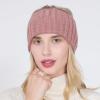 Womens Knit Head Wraps Winter Warm Stretchy Turban Hats Solid Color Wrap Scarf Thick Headbands Hats (Pink, One Size) view 2