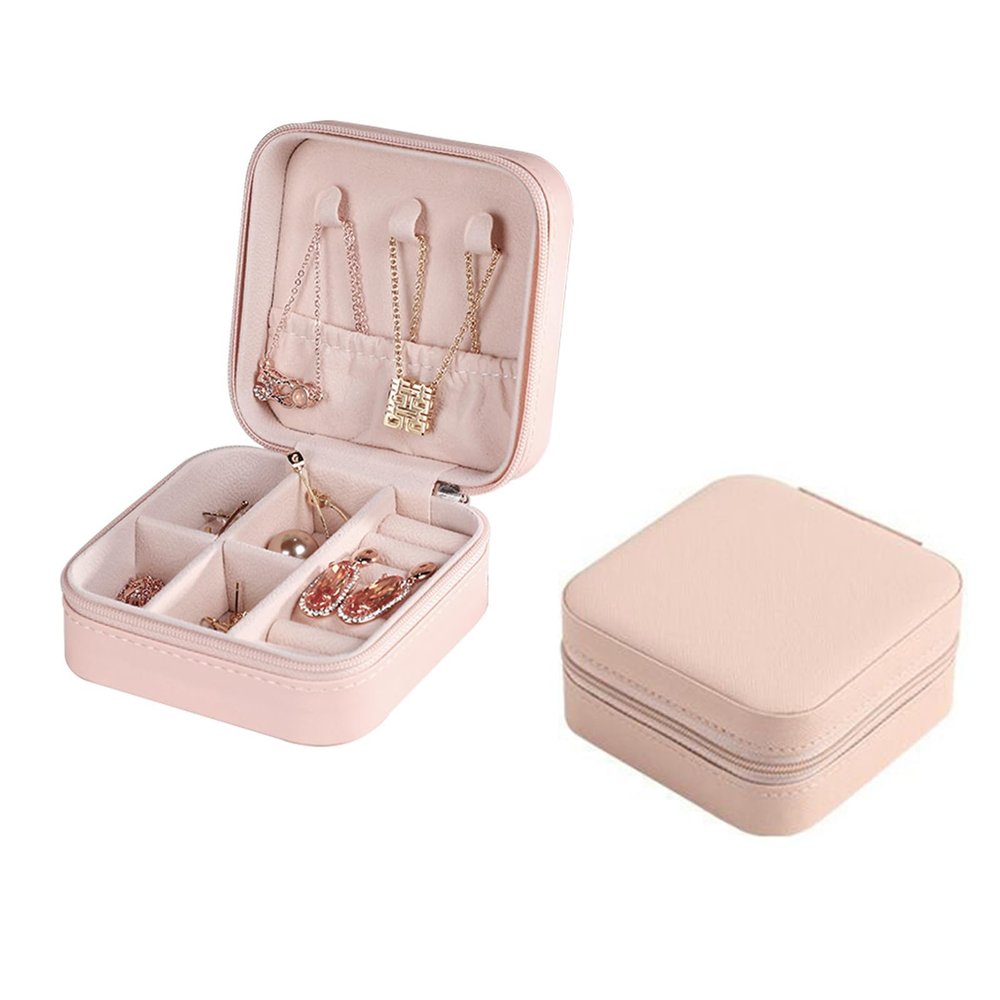 KiBxan Leather Jewelry Box Travel Jewelry Organizer for Ring, Pendant, Earrings, Necklace, Bracelet Organizer Portable Jewelry Case 2pcs (Pink)