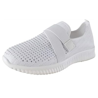 Ladmiple Women Shoes Casual Sneakers Women's Lightweight Walking Shoes - Slip On Breathable Tennis Shoes Memory Foam Athletic Casual Sneakers for Running Gym Workout White