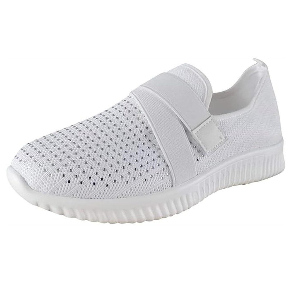 Ladmiple Women Shoes Casual Sneakers Women's Lightweight Walking Shoes - Slip On Breathable Tennis Shoes Memory Foam Athletic Casual Sneakers for Running Gym Workout White