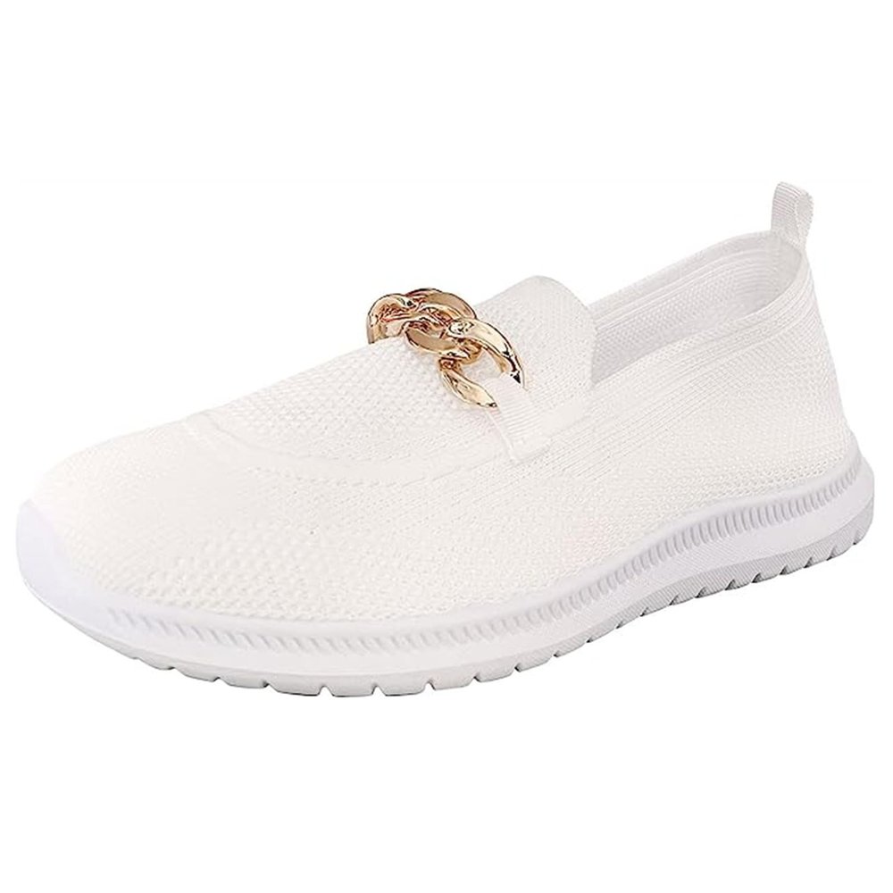 Ladmiple Walking Shoes Women Wide Width White Women's Lightweight Walking Shoes - Slip On Breathable Tennis Shoes Memory Foam Athletic Casual Sneakers for Running Gym Workout