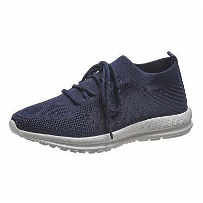 Ladmiple Walking Shoes Women Comfort Wide Width Womens Walking Shoes Casual Sneakers Knitted Mesh Lightweight Comfortable Slip on Loafers Slip Resistant Soft Work Shoes Navy