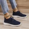 Ladmiple Walking Shoes Women Comfort Wide Width Womens Walking Shoes Casual Sneakers Knitted Mesh Lightweight Comfortable Slip on Loafers Slip Resistant Soft Work Shoes Navy view 3