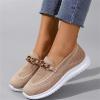 Ladmiple Sneakers For Women Wide Width Plantar Fasciitis Womens Walking Shoes Casual Sneakers Knitted Mesh Lightweight Comfortable Slip on Loafers Slip Resistant Soft Work Shoes Khaki view 3