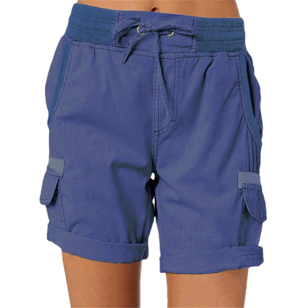 Adhdyuud Women Cargo Pants Shorts Soft Casual Cotton Elastic Waist Shorts Bottoms Jeans High Waisted Pants G S
