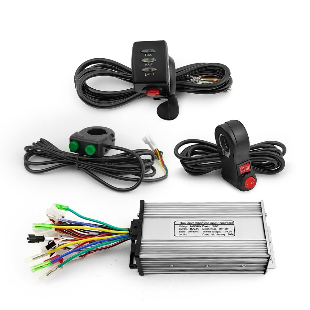 L-faster 24V 36V Brushless 250W 350W Motor Controller with Thumb Throttle Regenerative Brake Cruise Button (48V Dual Drive)