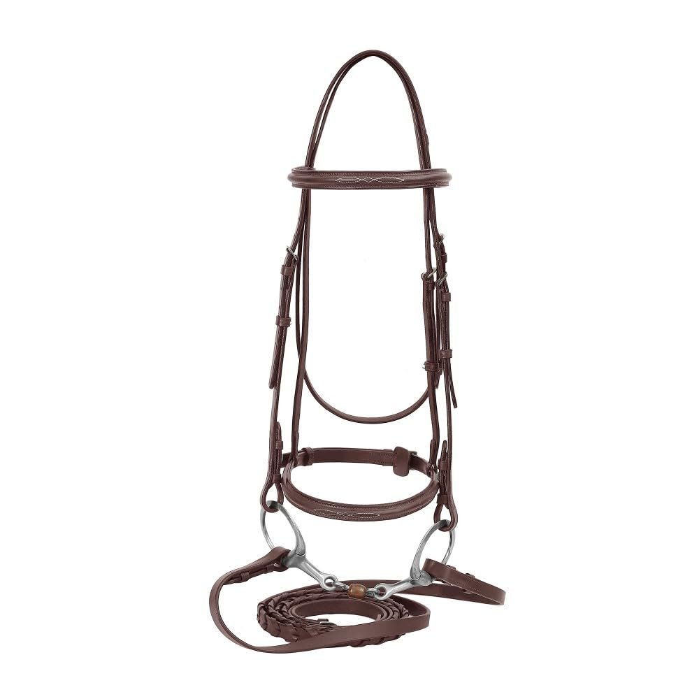 Henri de Rivel Advantage Fancy Raised Snaffle Bridle with Laced Reins - Australian Nut - Pony