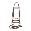 Henri de Rivel Advantage Fancy Raised Snaffle Bridle with Laced Reins - Australian Nut - Pony view 1