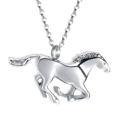 Miity Haiy Horse Urn Necklace for Ashes Pendant Holder Ashes Keepsake Memorial Cremation Jewelry for Women Men (Silver)