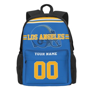 Custom Los Angeles Backpack for Mens Womens, Personalized Backpacks with Name and Number, Customized Casual Sports Backpack Gifts for Fans