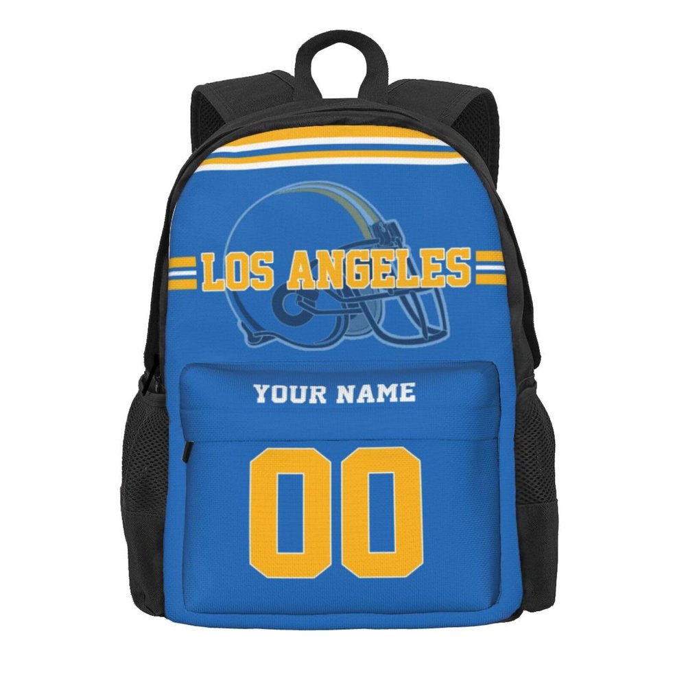 Custom Los Angeles Backpack for Mens Womens, Personalized Backpacks with Name and Number, Customized Casual Sports Backpack Gifts for Fans