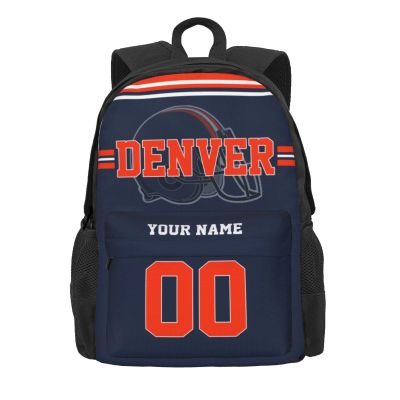Custom Denver Backpack for Mens Womens, Personalized Backpacks with Name and Number, Customized Casual Sports Backpack Gifts for Fans