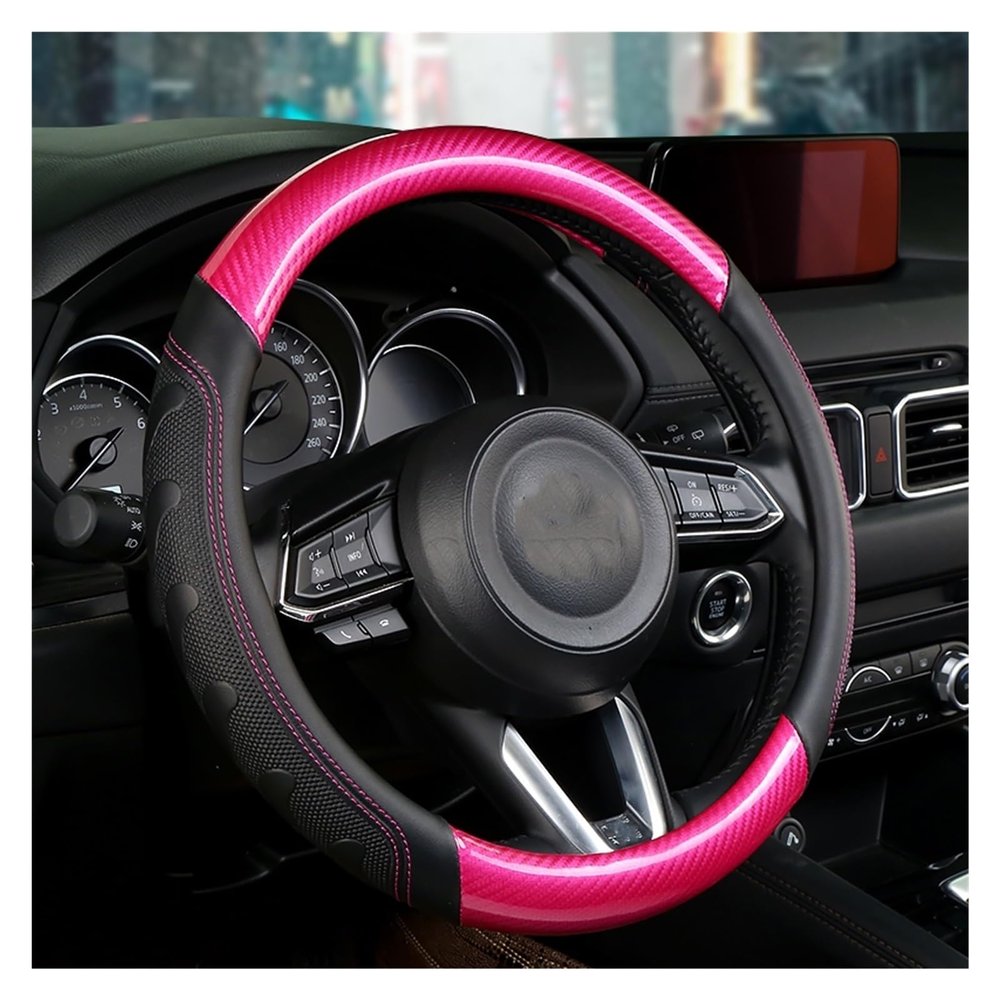 FUERU Car Steering Wheel Cover Set Universal Car Steering Wheel Cover Carbon Fiber Leather Durable Car Steering Wheel Accessories (Color : 4#)