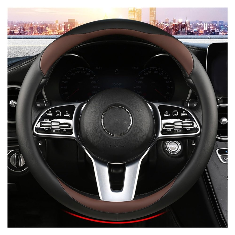 FUERU Car Steering Wheel Cover Set Car Steering Wheel Cover Carbon Fiber Leather Four Seasons Universal Car Steering Wheel Upholstery (Color : 4#)