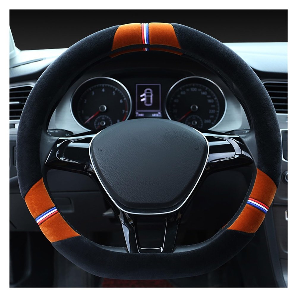 FUERU Car Steering Wheel Cover Set Car Steering Wheel Cover Autumn and Winter Short Plush Waterproof Anti-Wrinkle Car Interior (Color : 3#)