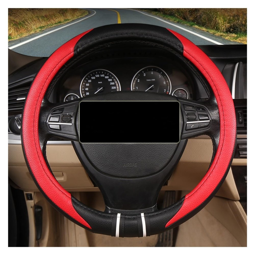 FUERU Car Steering Wheel Cover Set Car Steering Wheel Cover Breathable Leather Grip Comfortable Car Interior Accessories (Color : 7#)