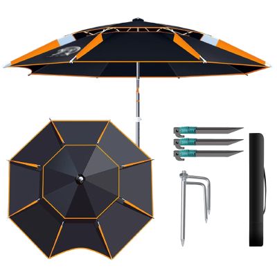 Portable Beach Umbrella, Outdoor Windproof Fishing Umbrella, UPF 50+ Sun Protection Patio Umbrella, 360Tilt Aluminum Pole, for Beach, Patio, Pool, fishing, Park (Size : 240cm/7.9ft)