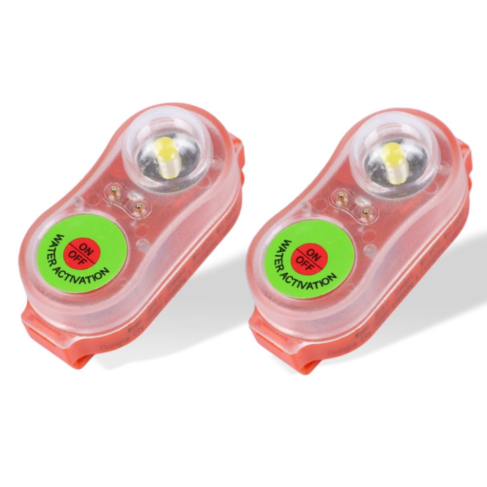 Life Jacket Light, Automatic Locator Life Jacket Strobe Light, Marine Boat Flares, LED Camping Safety Survival Equipment, Positioning Life Jacket Strobe Light for Man Overboard Survival (2Pcs Orange)