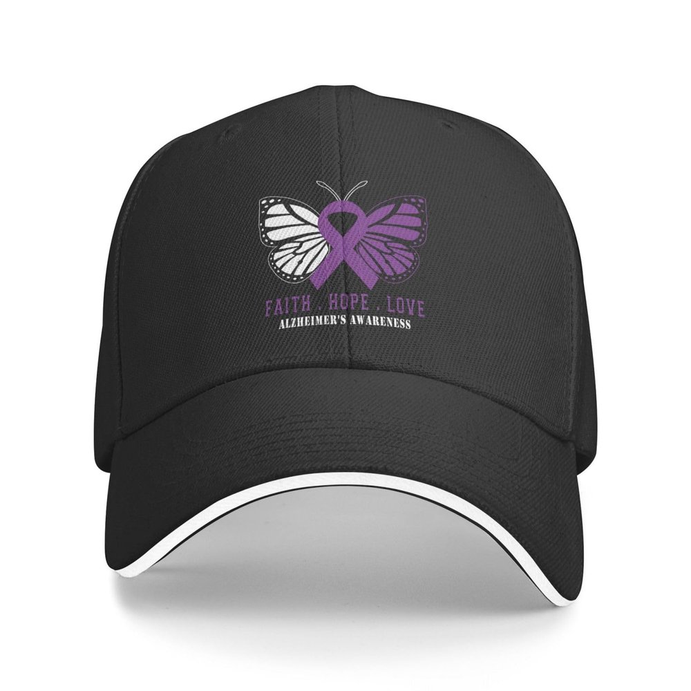 Butterfly Alzheimer's Awareness Classic Baseball Caps,Adjustable Sandwich Cap, Black Casquette Hats Outdoor Trucker Dad Hat