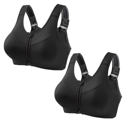 2 Pack Women's Bras with Front Zipper Pure Color Breathable Cycling Underwear, Workout Outdoor Sculpting Lingerie, Bralettes