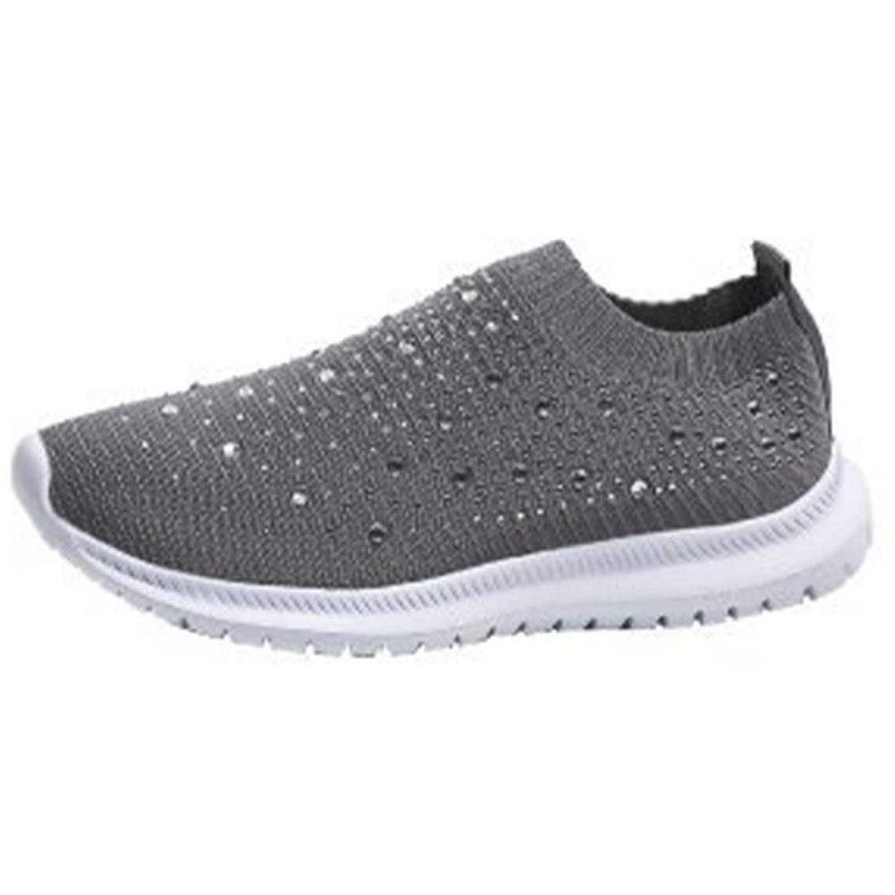 GUTZBSY Womens Rhinestones Glitter Fashion Mesh Walking Shoe,Bling Sneakers for Women Rhinestones (Gray,4)