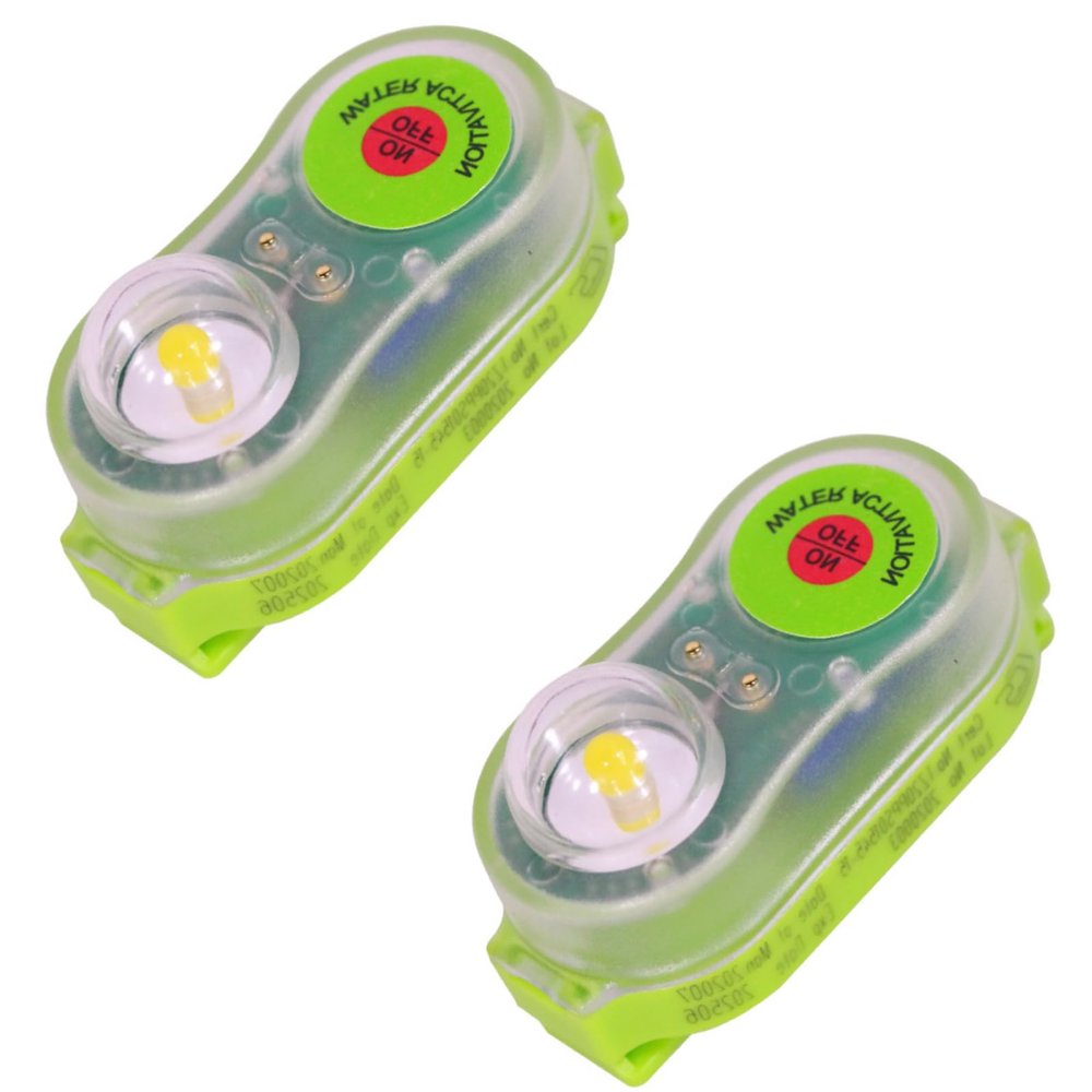 Life Jacket Light, Automatic Locator Life Jacket Strobe Light, Marine Boat Flares, LED Camping Safety Survival Equipment, Positioning Life Jacket Strobe Light for Man Overboard Survival (2Pcs Cyan)