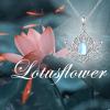 FLYOW Yoga Lotus Neckalces for Women 925 Sterling Silver Moonstone Lotus Pendant for Lady Anxiety Stress Relieving Birthday Gifts view 3