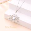 FLYOW Yoga Lotus Neckalces for Women 925 Sterling Silver Moonstone Lotus Pendant for Lady Anxiety Stress Relieving Birthday Gifts view 4