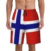 ROHKAO Norwegian Flag Swim Trunks Man Quick Drying Bathing Suits Mesh Lining with Pockets Bathing Suits Black view 2