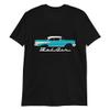 1957 Bel Air Antique 57 Chevy Classic Car Turquoise and White Top T-Shirt view 1