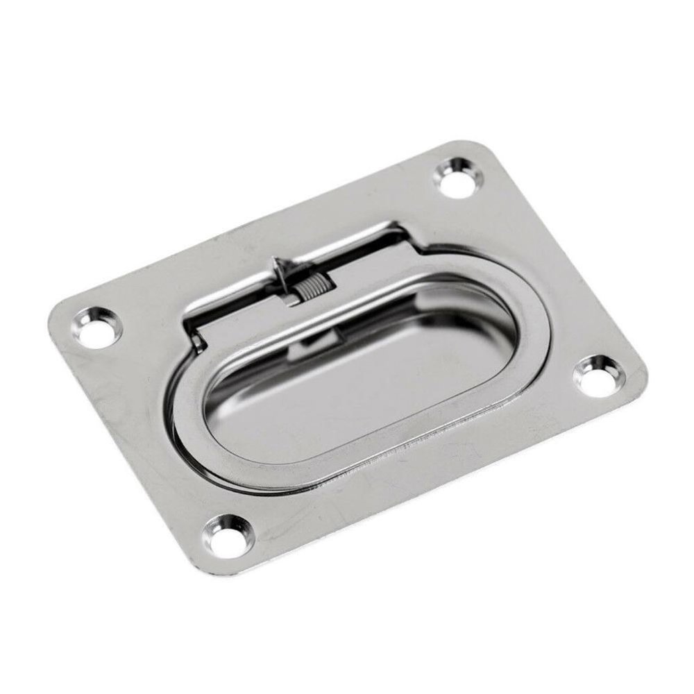 FERDUS Ship Fittings Boat Accessories Stainless Steel Flush Lifting Pull Lift Ring Handle 76mmx30mm Stainless Steel (Color : 1PCS)