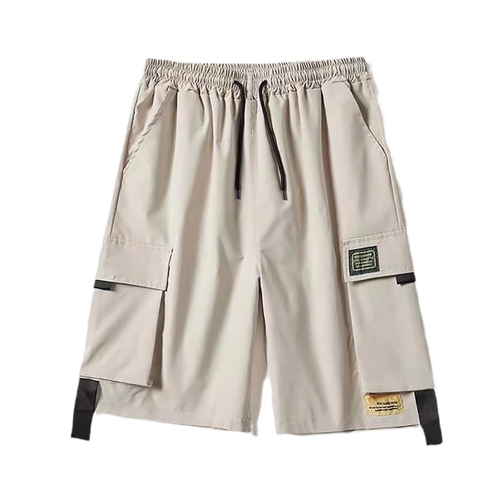 AAPAH Summer Thin Style Cool 'S Baggy Short Pants with Big Pocket Fitness Sports s3 Khaki XL