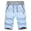 AAPAH 's Summer Casual Cotton Style Boardshort Male Drawstring Elastic Waist Breeches Beach s3 Blue L view 1