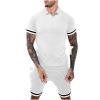 Men's Tracksuit 2 Piece Athletic Sweatsuits Henley Button Shirts and Shorts Jogging Suits Casual Sports Running Sets White