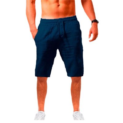 AAPAH 's Cotton Linen Pants Male Summer Breathable Solid Color Trousers Fitness Streetwear up Bottoms s5 Blue XS