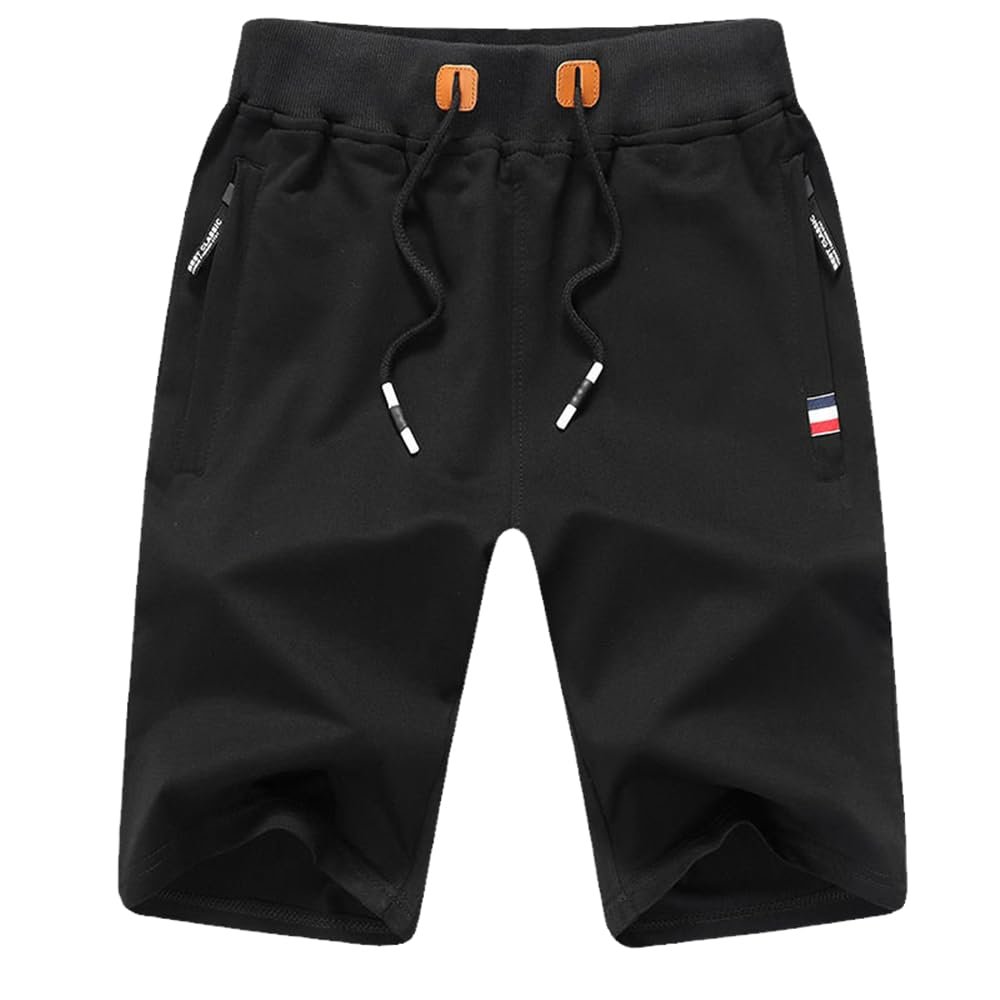 AAPAH Casual Summer Male Short 's Solid Color Fitness Breathable s1 Black XS