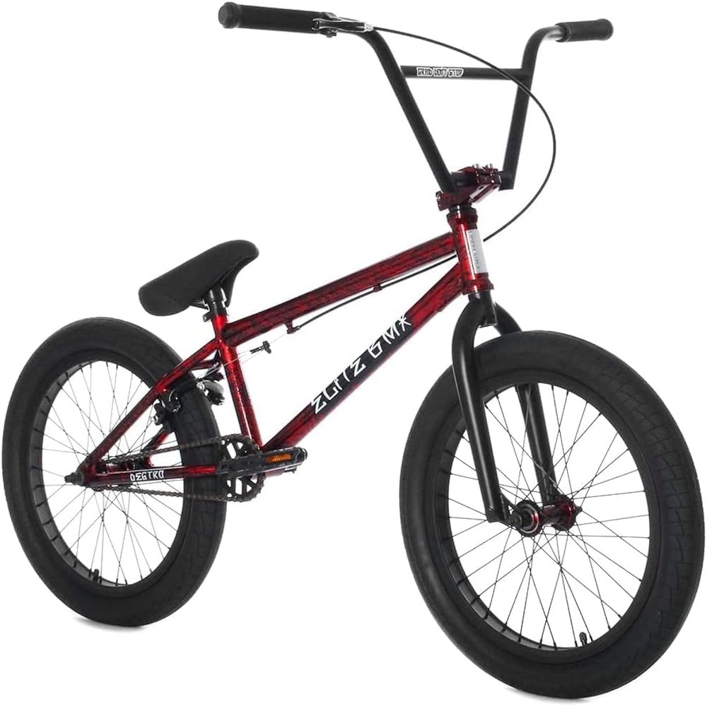 Elite BMX Bicycle 18", 20" & 26" Model Freestyle Bike - 3 Piece Crank (Red Carnage, 20")