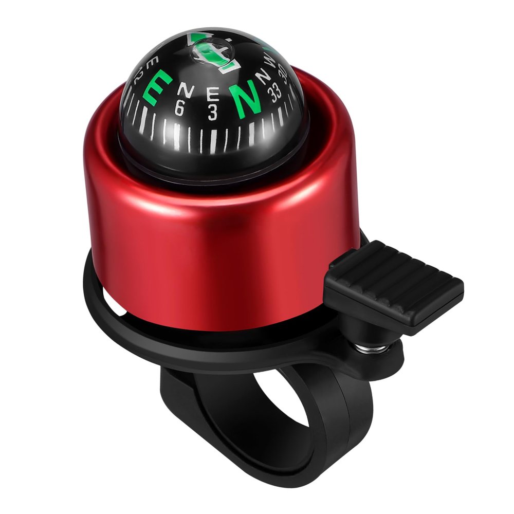 Mountain Bike Bell Handlebar Bell Compass Ring Clock Handlebar Ring Compass Alarm Horn Adult Static Exercise Bike Bicycle Child Cruiser Medium Red