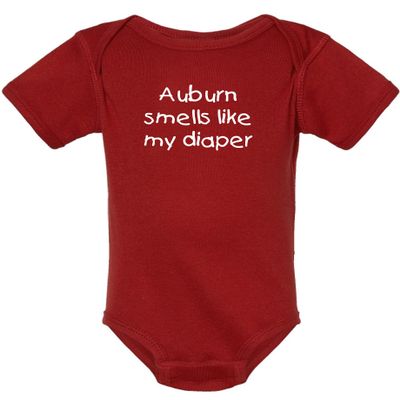 Auburn Smells Like My Diaper Funny Alabama Fan Baby Bodysuit (Newborn)