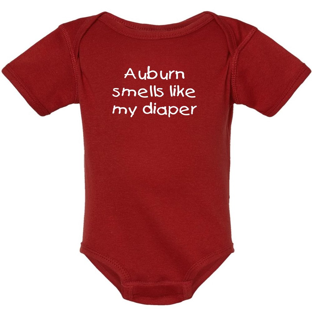 Auburn Smells Like My Diaper Funny Alabama Fan Baby Bodysuit (Newborn)