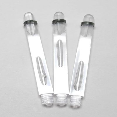 US Darts Clear Polycarbonate Plus Dart Shafts (Tite Grip) with Stem Rings - 4 Sets (12 shafts), 2BA Medium Length